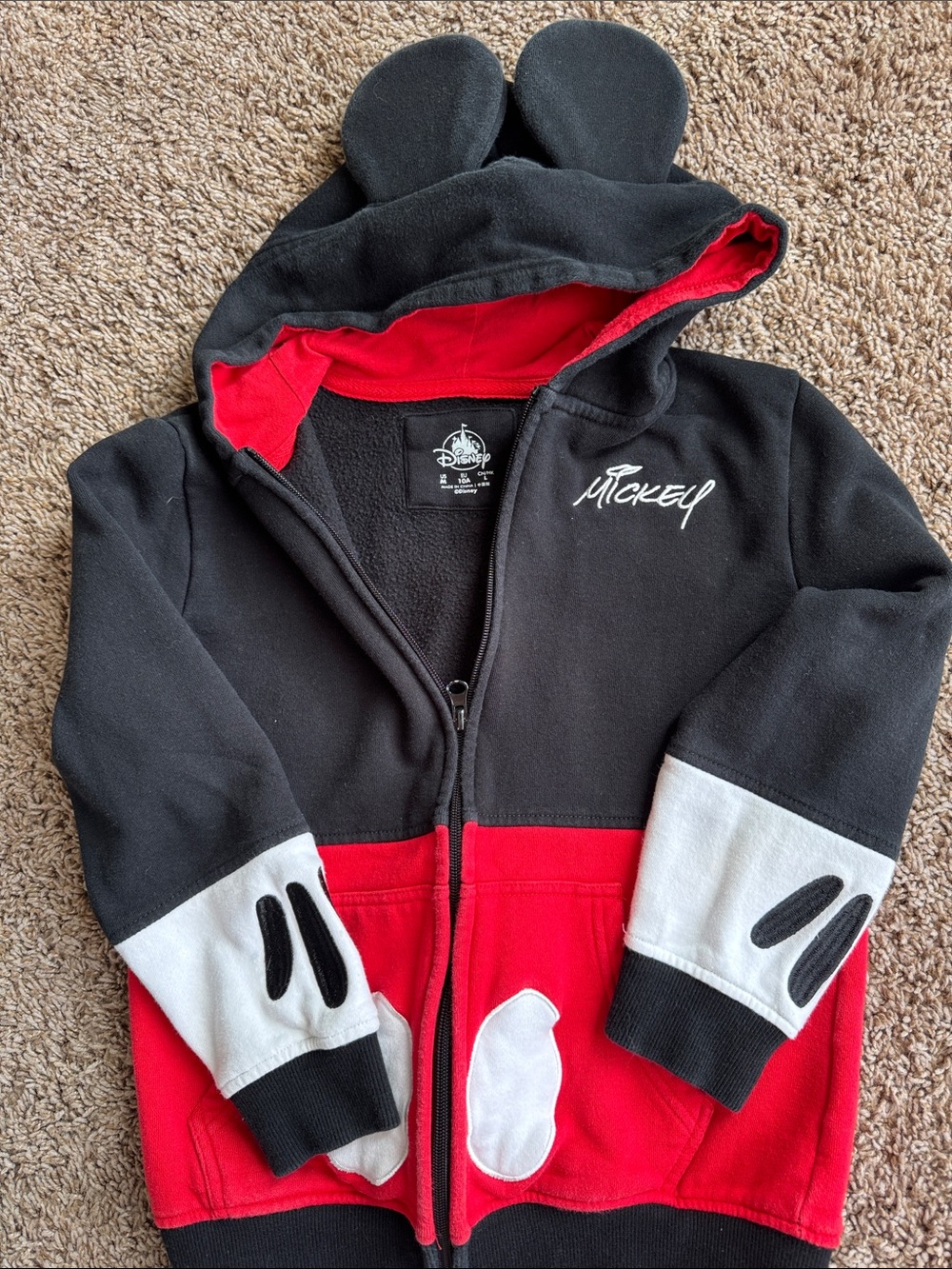 Disney Black & Red Mickey Ear Zip-Up Hoodie for Kids